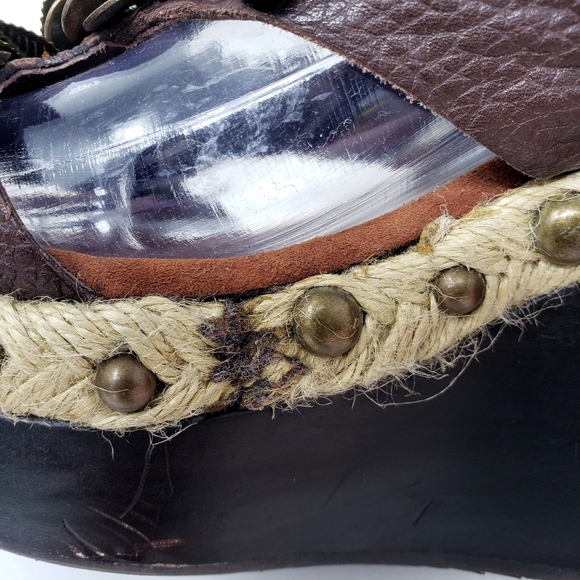 Vintage Sam Edelman Metal Leaves Sandal Wedges - Picture 8 of 12